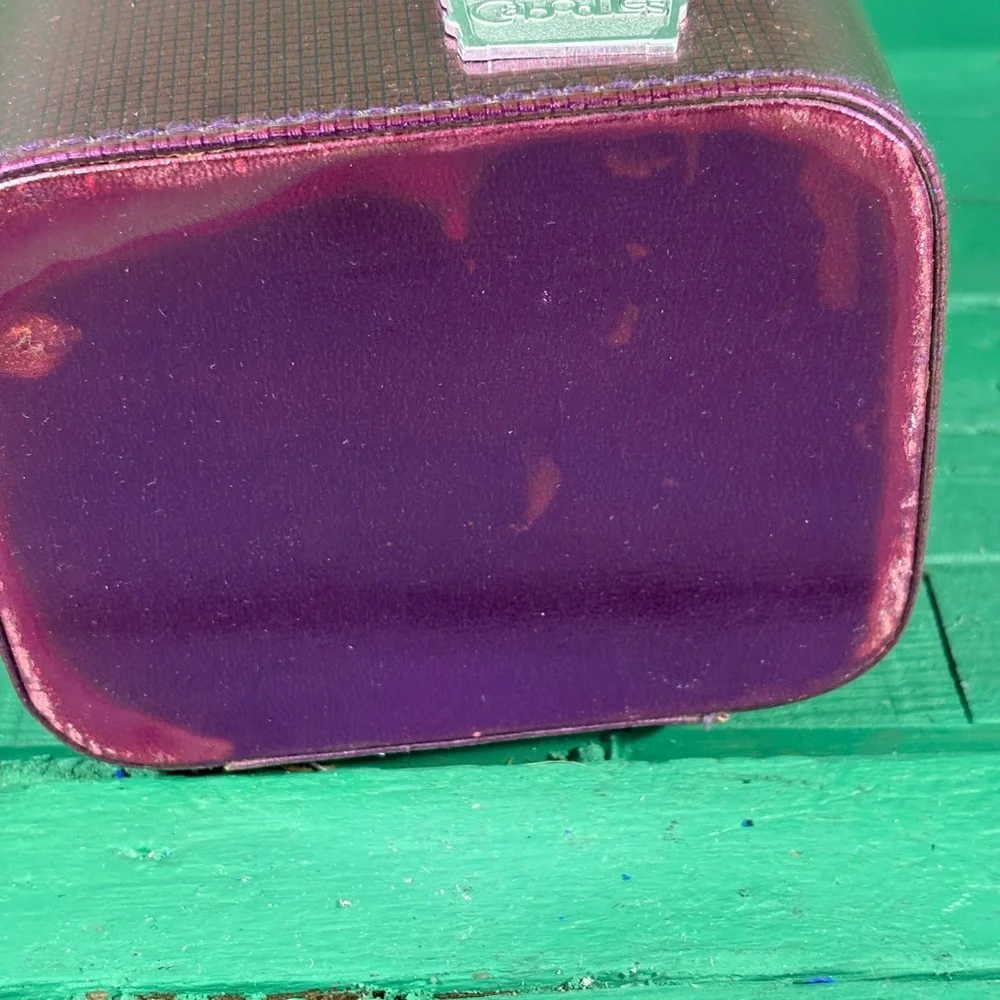 Caboodles Go Getter Small Purple Train Case Polka Dots and Mirror Inside